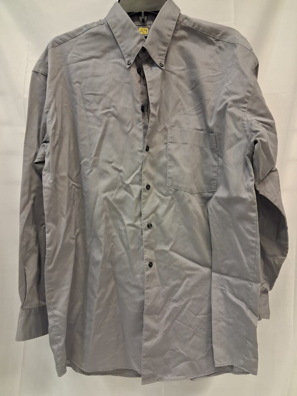 Reaction Kenneth Cole Gray Dress Shirt L 16 32/33 Solid Long Sleeve Button-Down